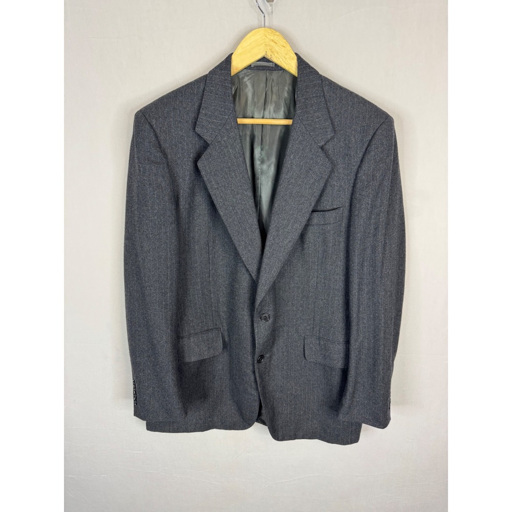 Samuelsohn Mens 44 Charcoal Gray Pinstripe Pure Virgin Wool Blazer Sport Coat